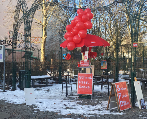 Kunstwerk informationsstand SPD