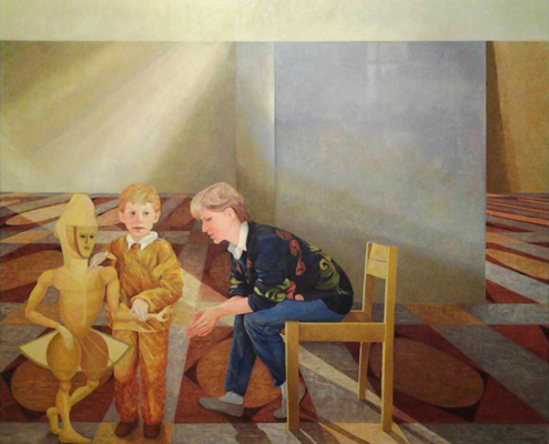 mother with children painting