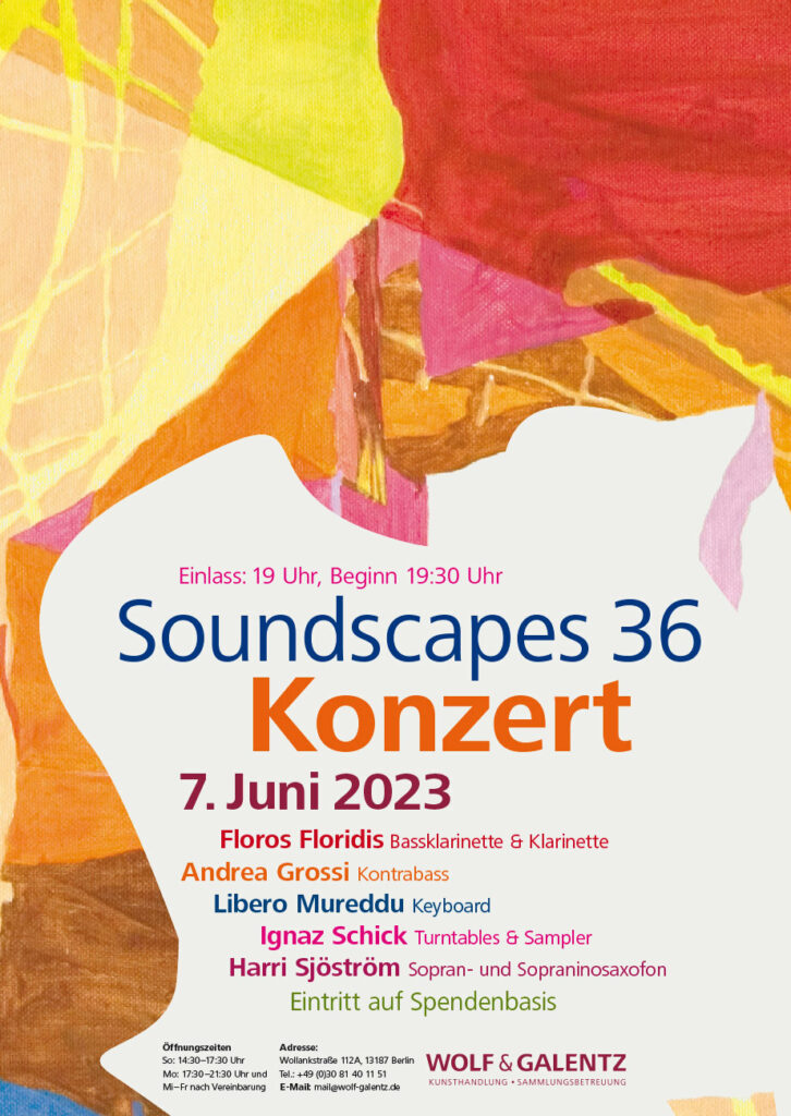 Soundscapes, Plakat mit einem rötlich abstrakten Bild als Schmuckelment