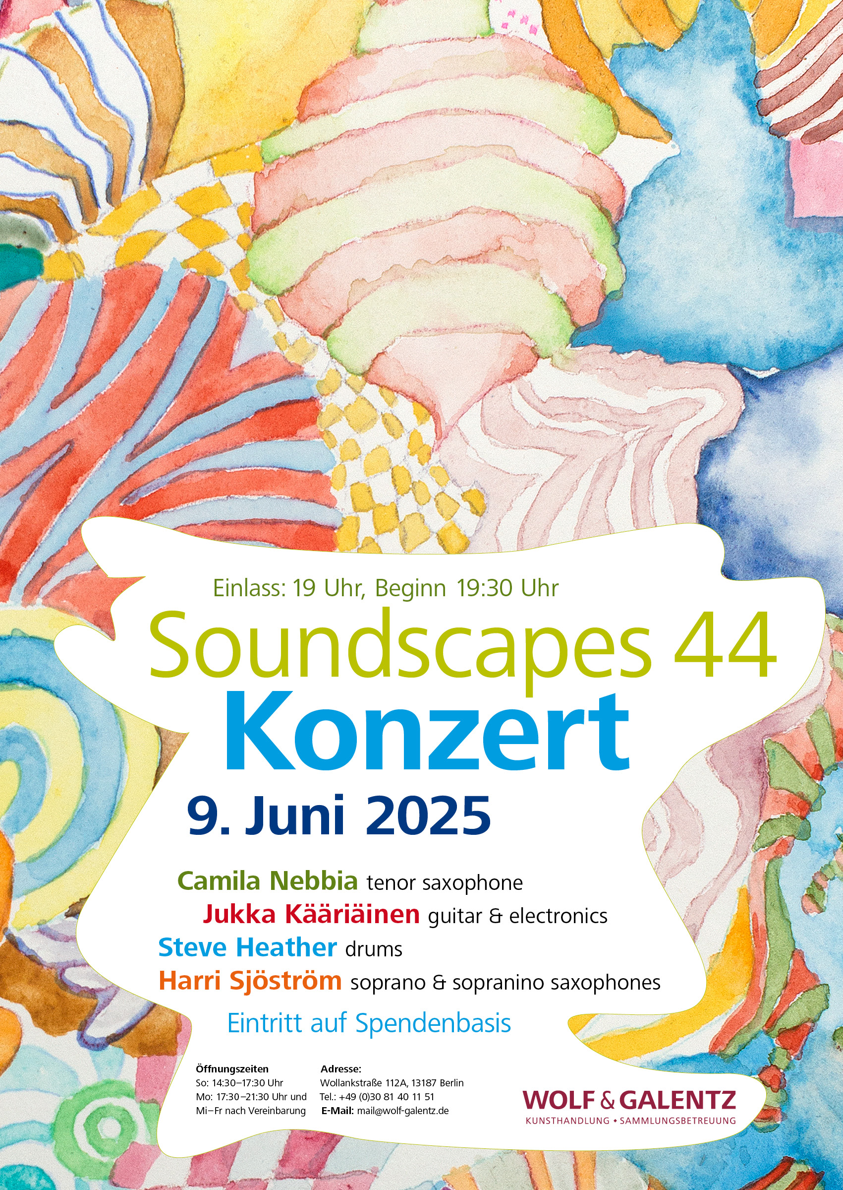 Plakat mit farbigem ungegenständlichen Motiv