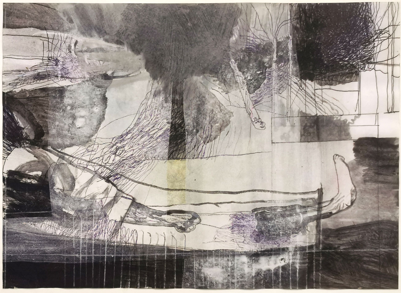 Hagen-Klennert-Exodus-II,-2025--Bleistift,-Tinte,-Wasserfarbe-auf-Papier-21 x 29,7-cm-